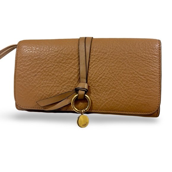 Chloé Alphabet Letter Continental Long Wallet In Grained Leather Light Tan Chloe - Picture 1 of 8